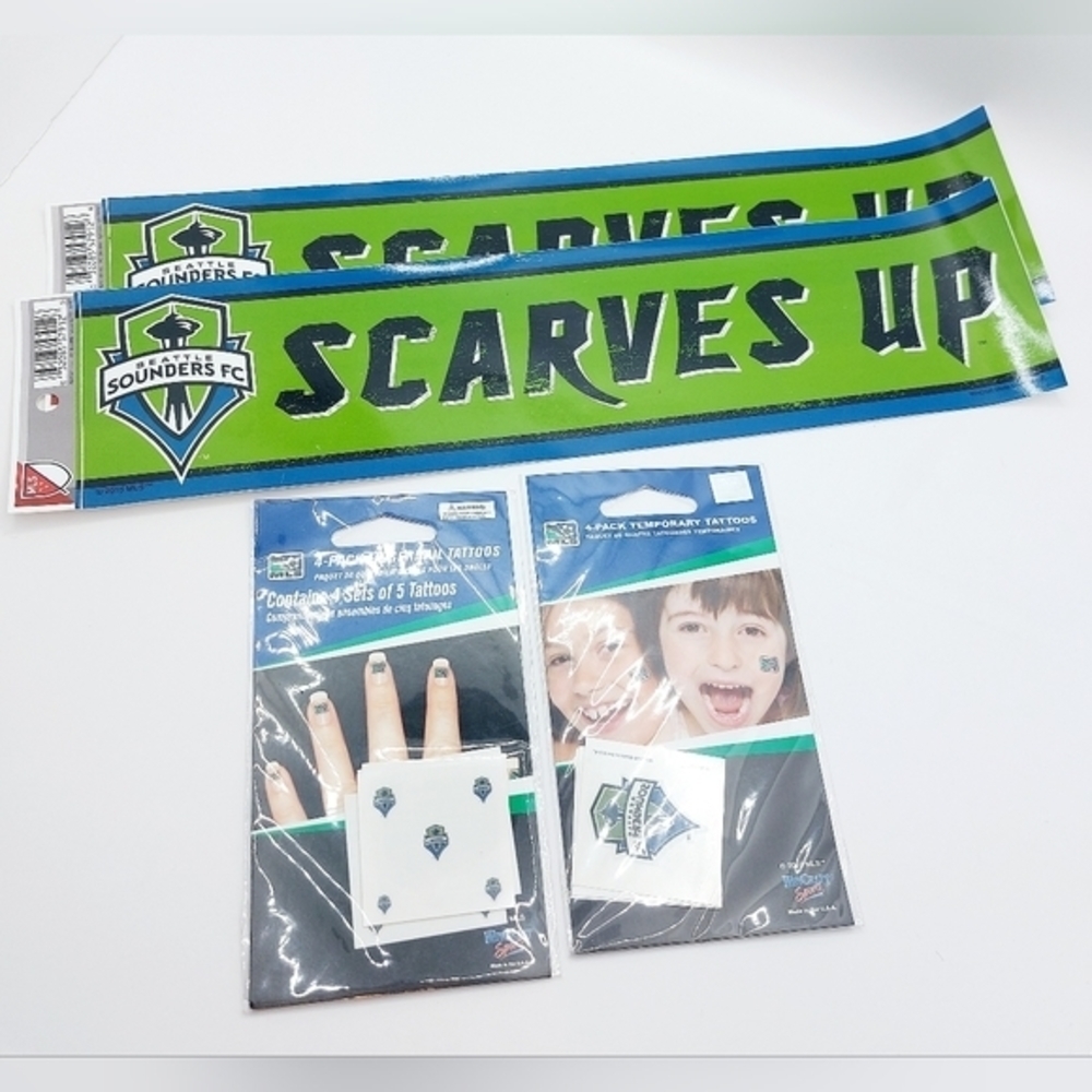 Seattle Sounders Lot 2 bumper stickers, nail stickers, and face tattoos‎ New